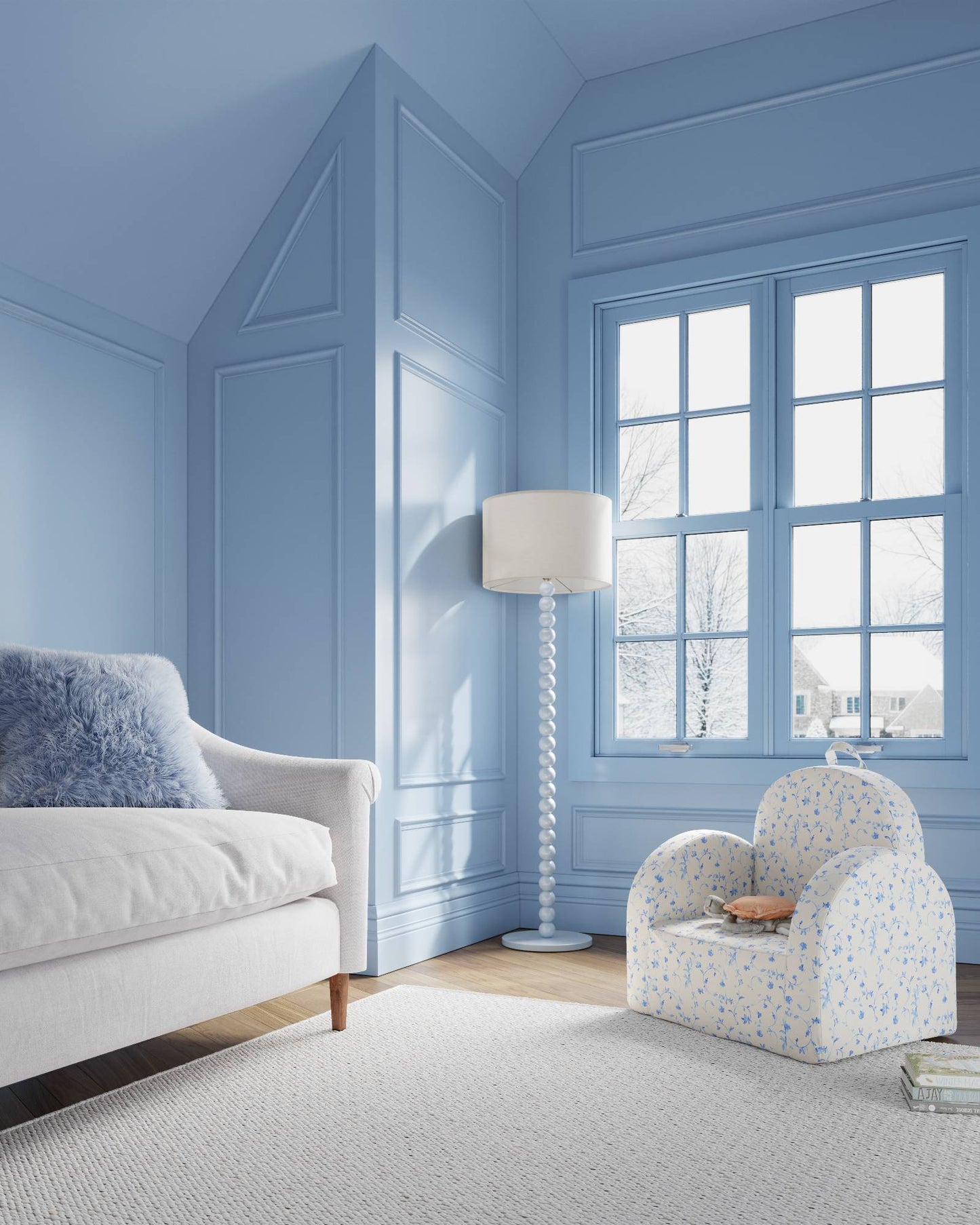 La mini-chaise Hop en bleu botanique