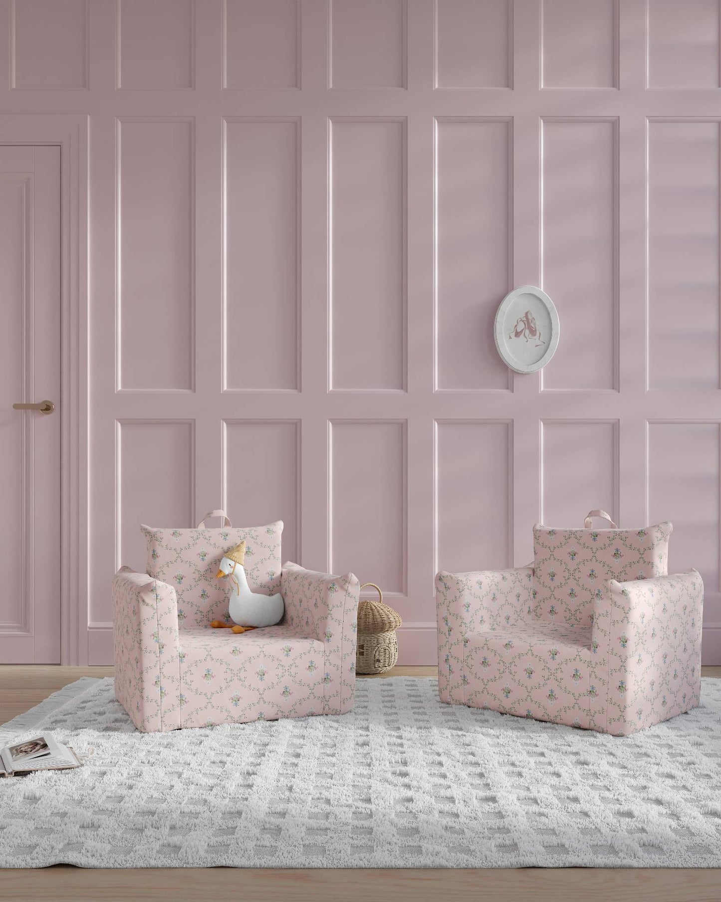 La mini-chaise Hug en treillis rose