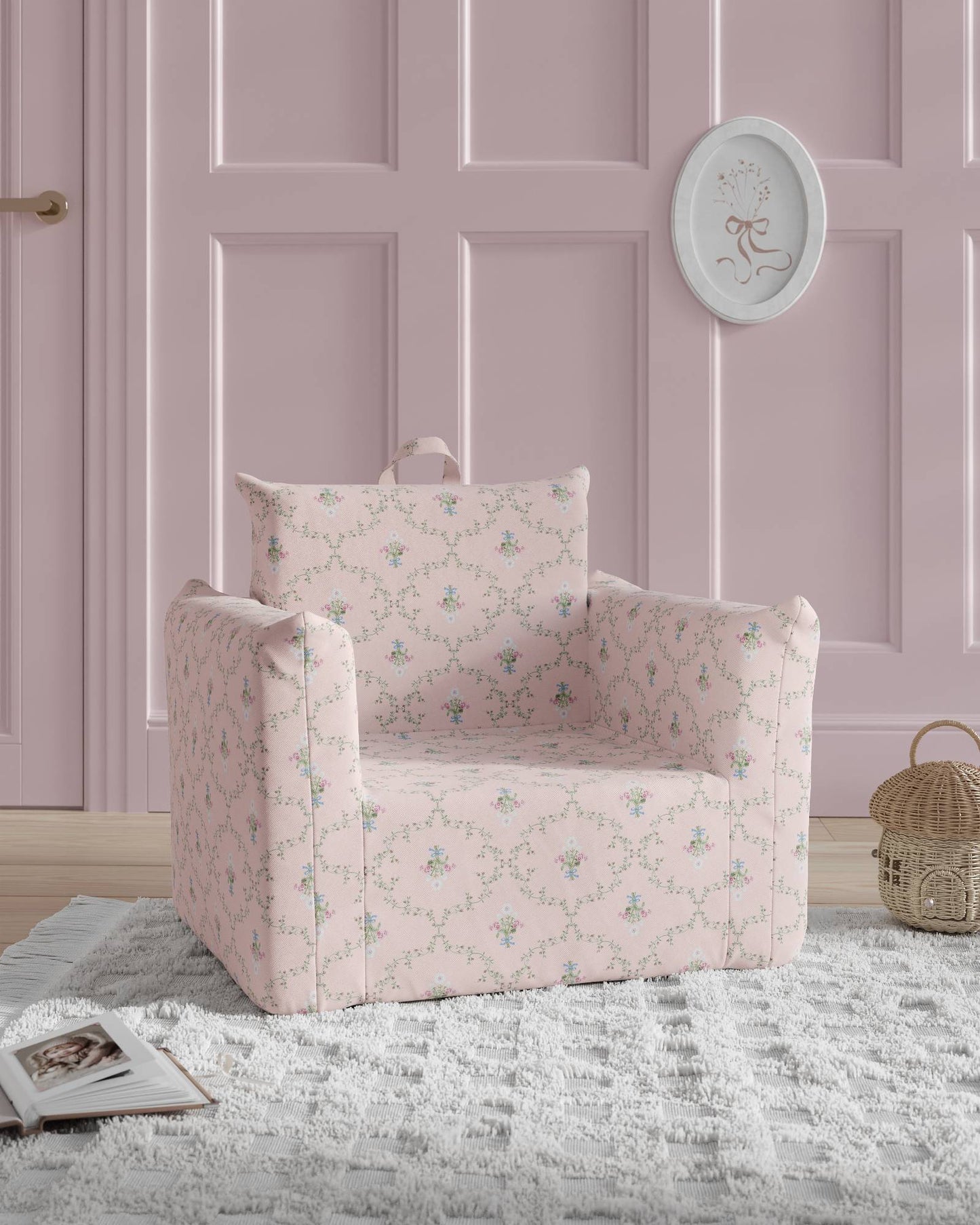 La mini-chaise Hug en treillis rose
