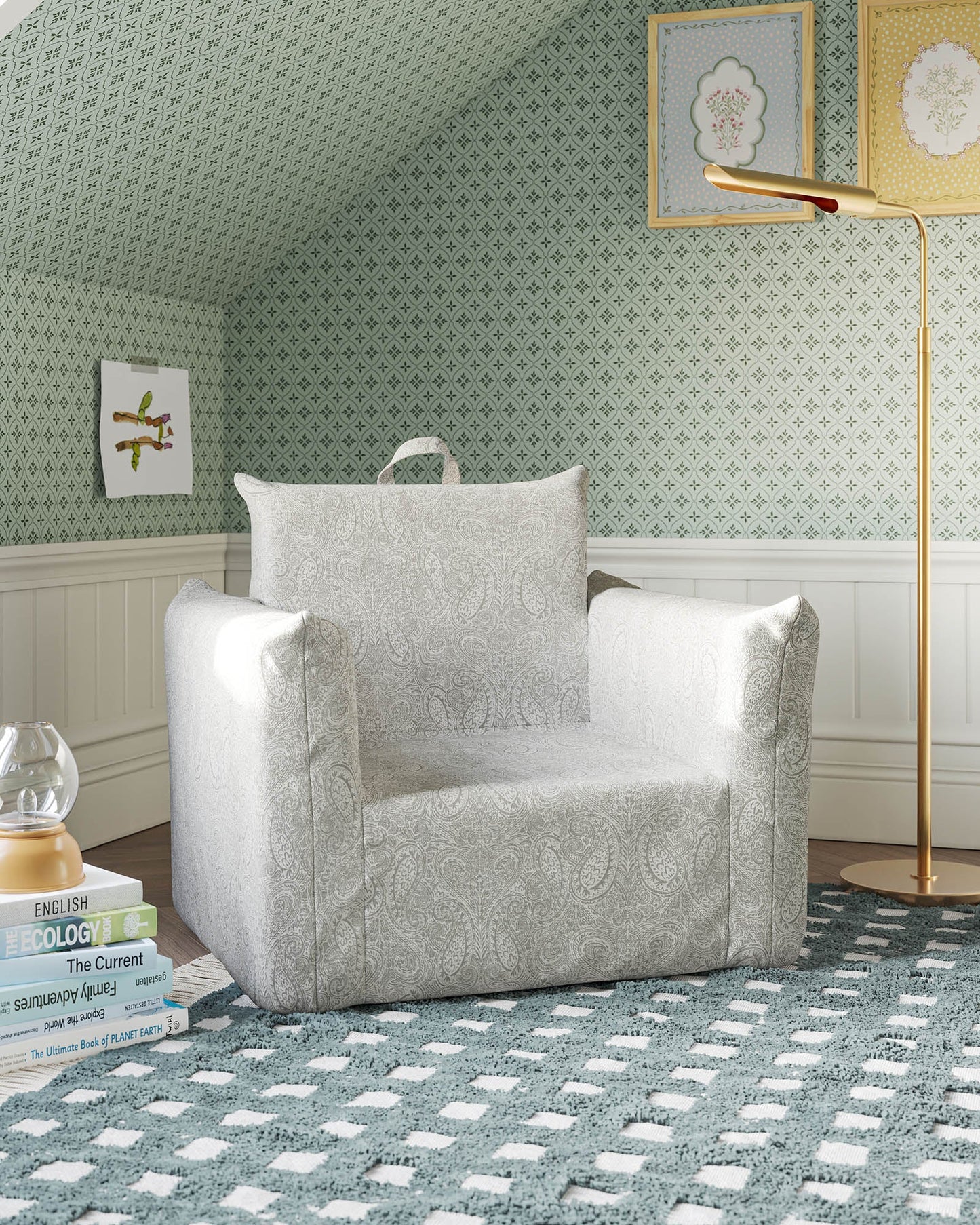 Le fauteuil Hug Mini en jacquard